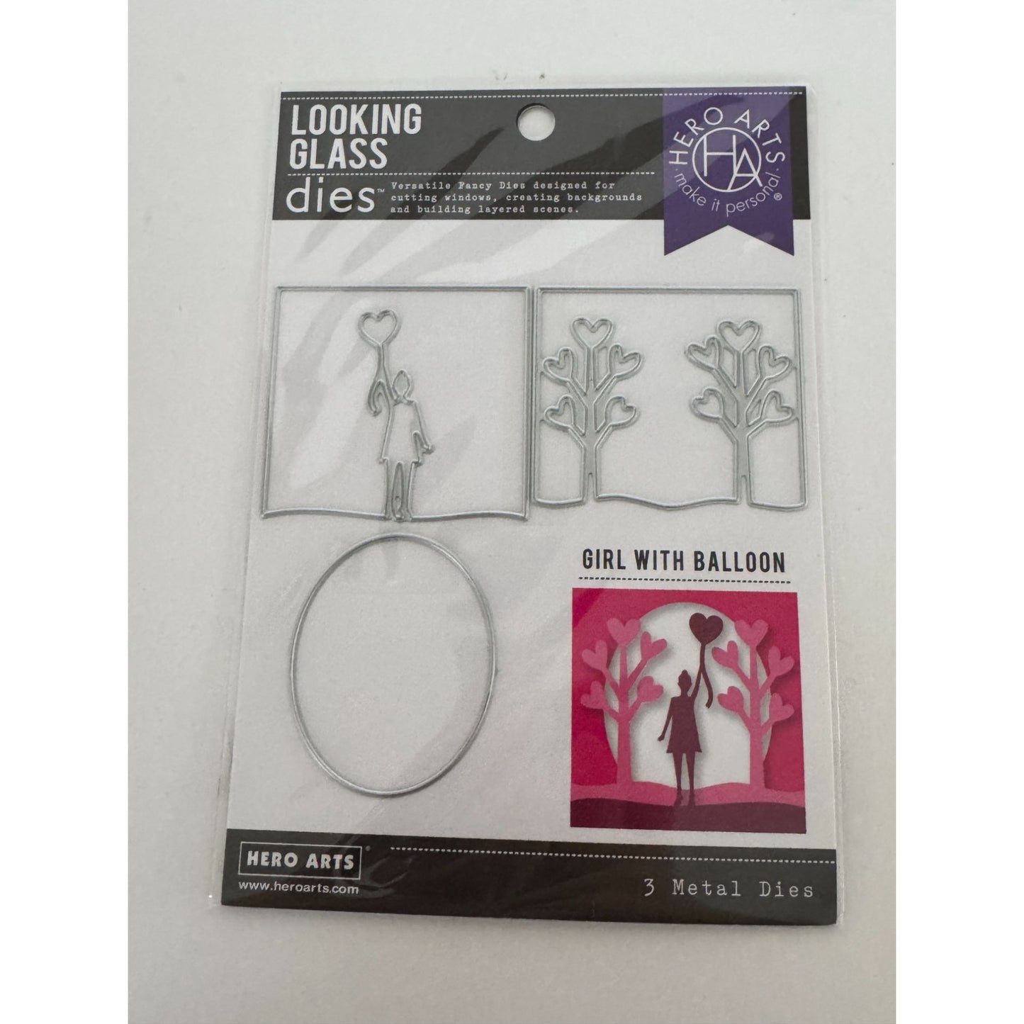 Hero Arts Looking Glass Die Girl with Balloon Metal Cutting Dies Craft Cardmaking