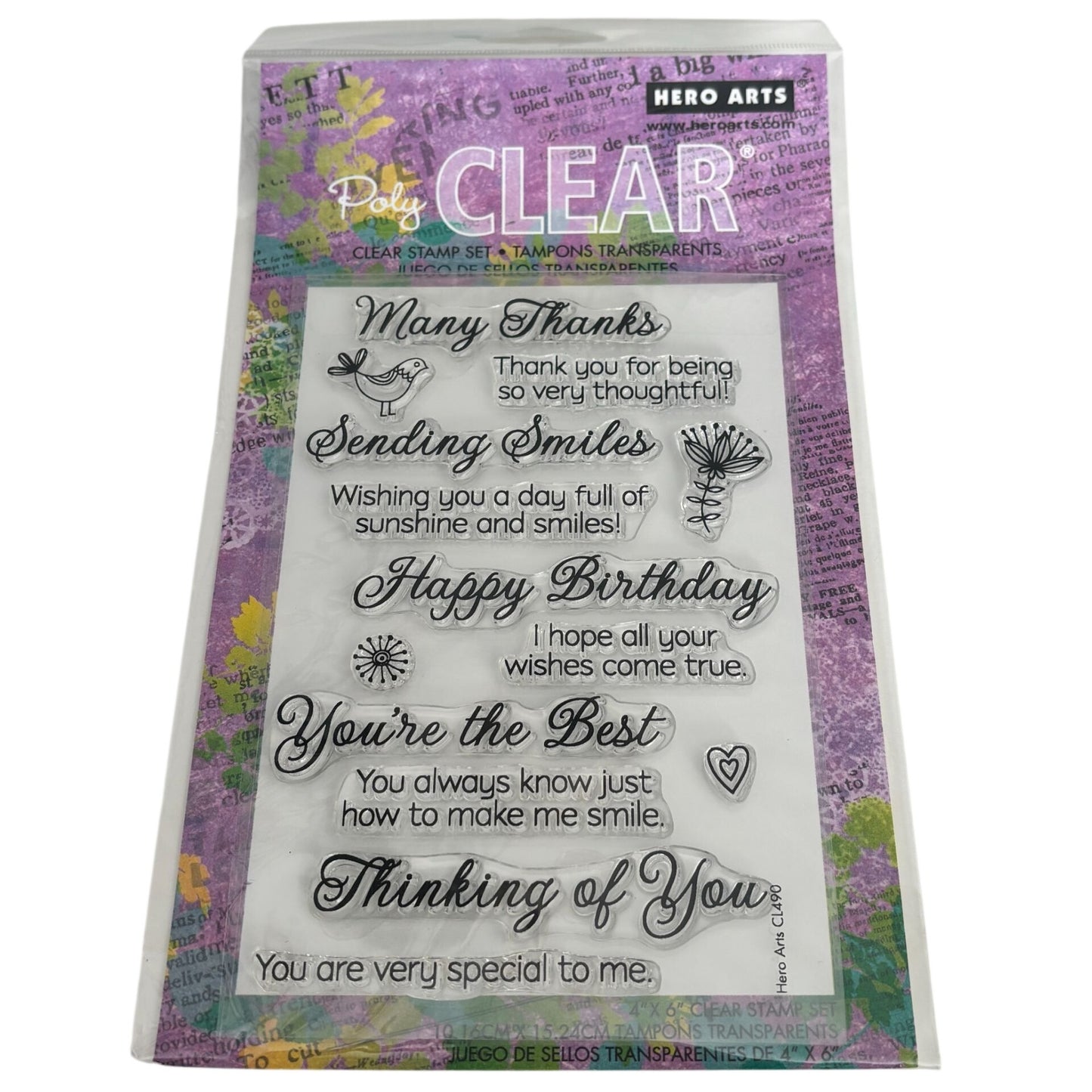 Hero Arts Poly Clear Stamps Sending Smiles Birthday Card Making Thank You Words Sentiments