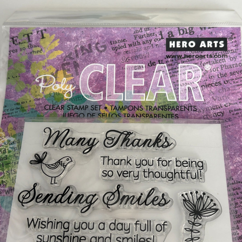 Hero Arts Poly Clear Stamps Sending Smiles Birthday Card Making Thank You Words Sentiments
