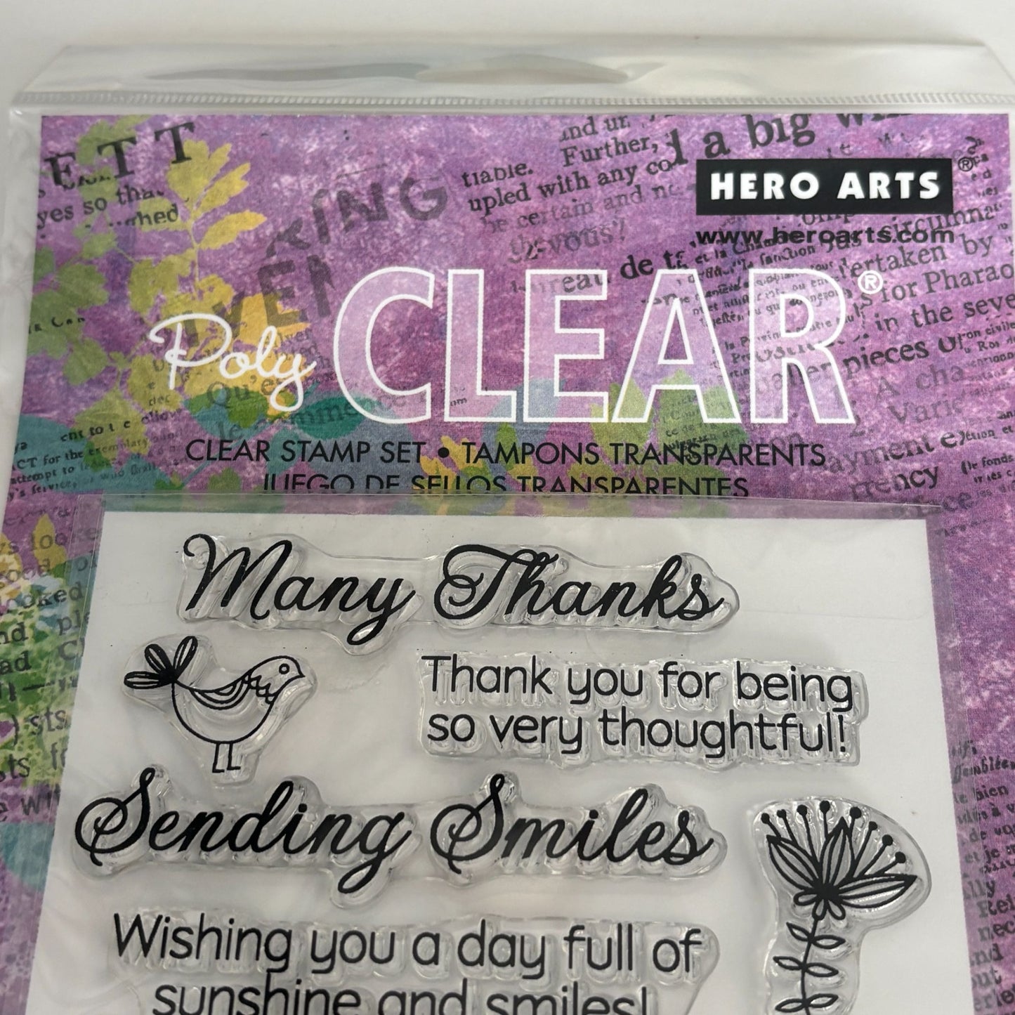 Hero Arts Poly Clear Stamps Sending Smiles Birthday Card Making Thank You Words Sentiments
