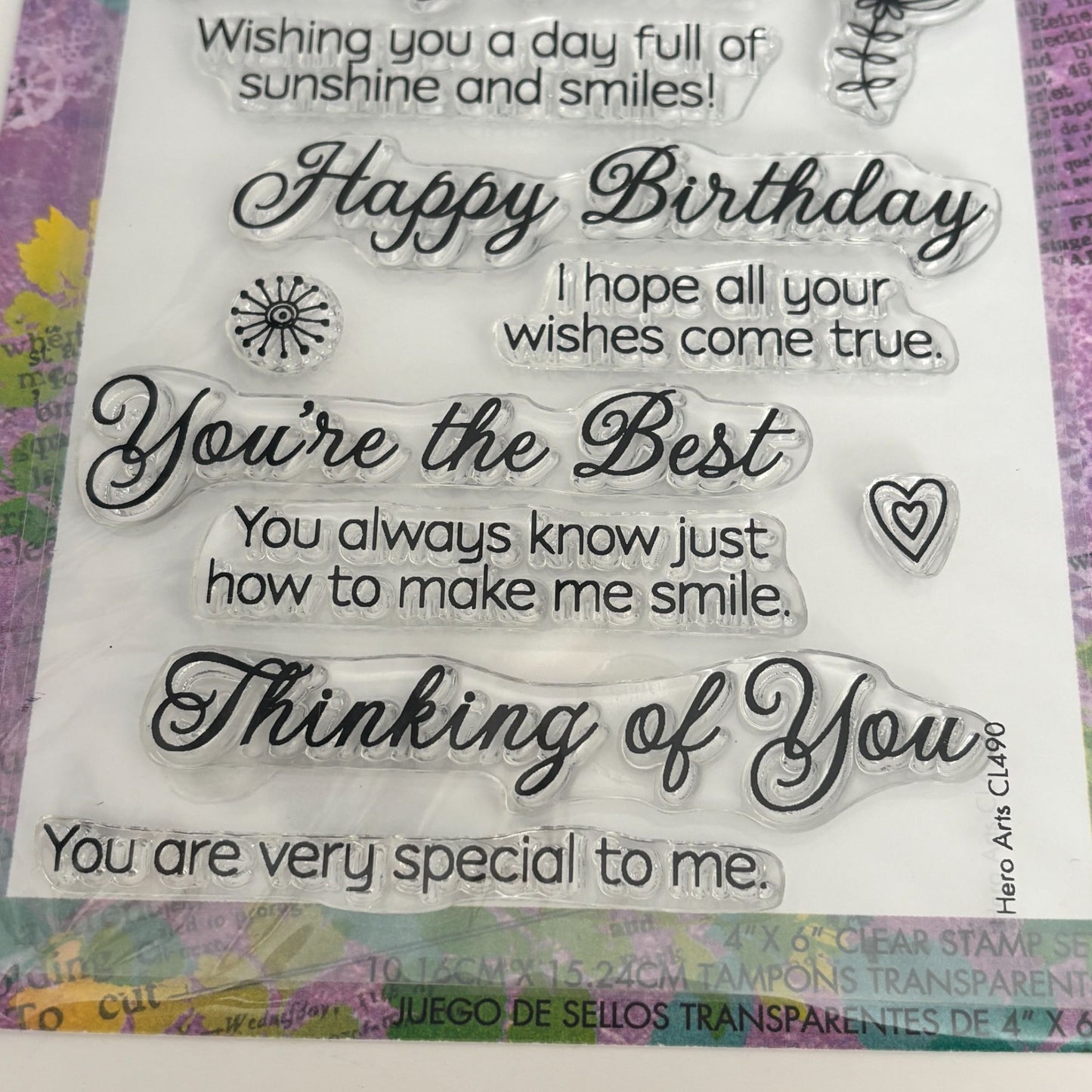 Hero Arts Poly Clear Stamps Sending Smiles Birthday Card Making Thank You Words Sentiments