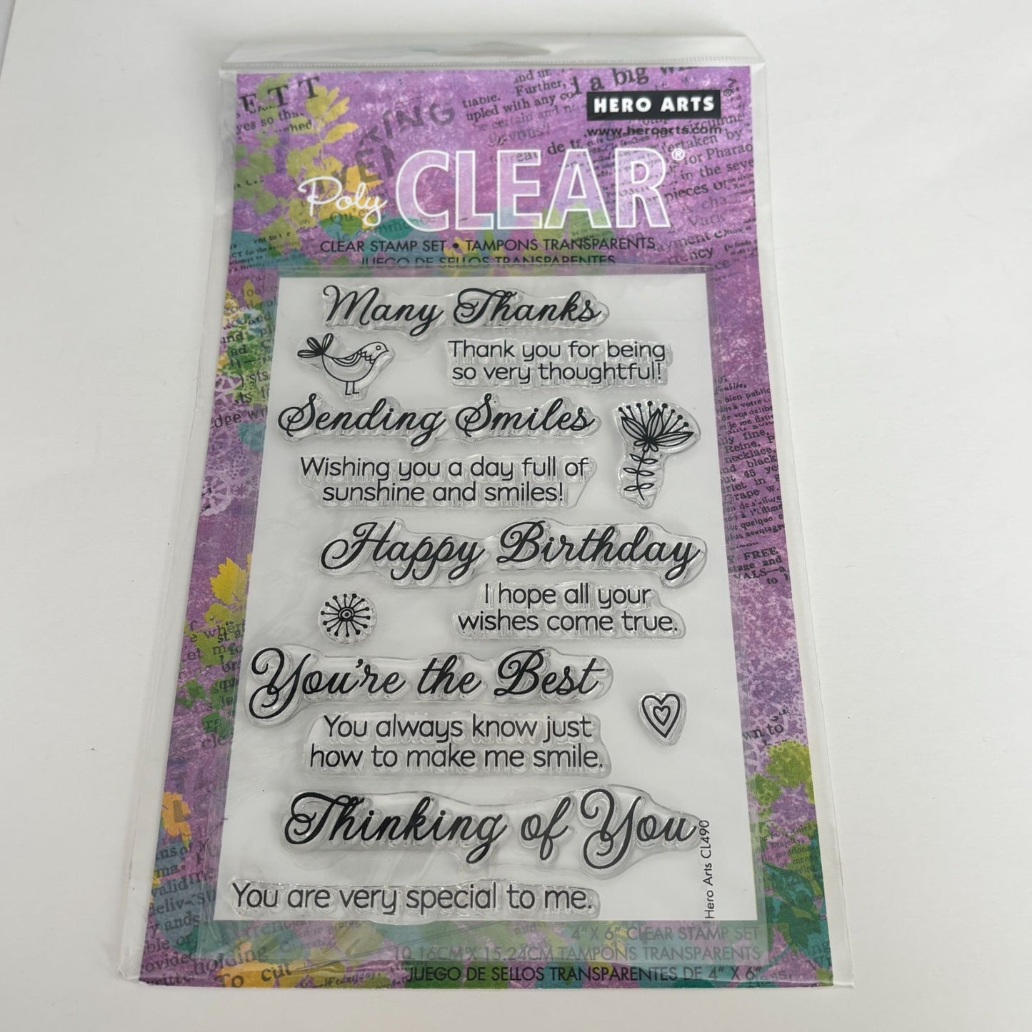 Hero Arts Poly Clear Stamps Sending Smiles Birthday Card Making Thank You Words Sentiments
