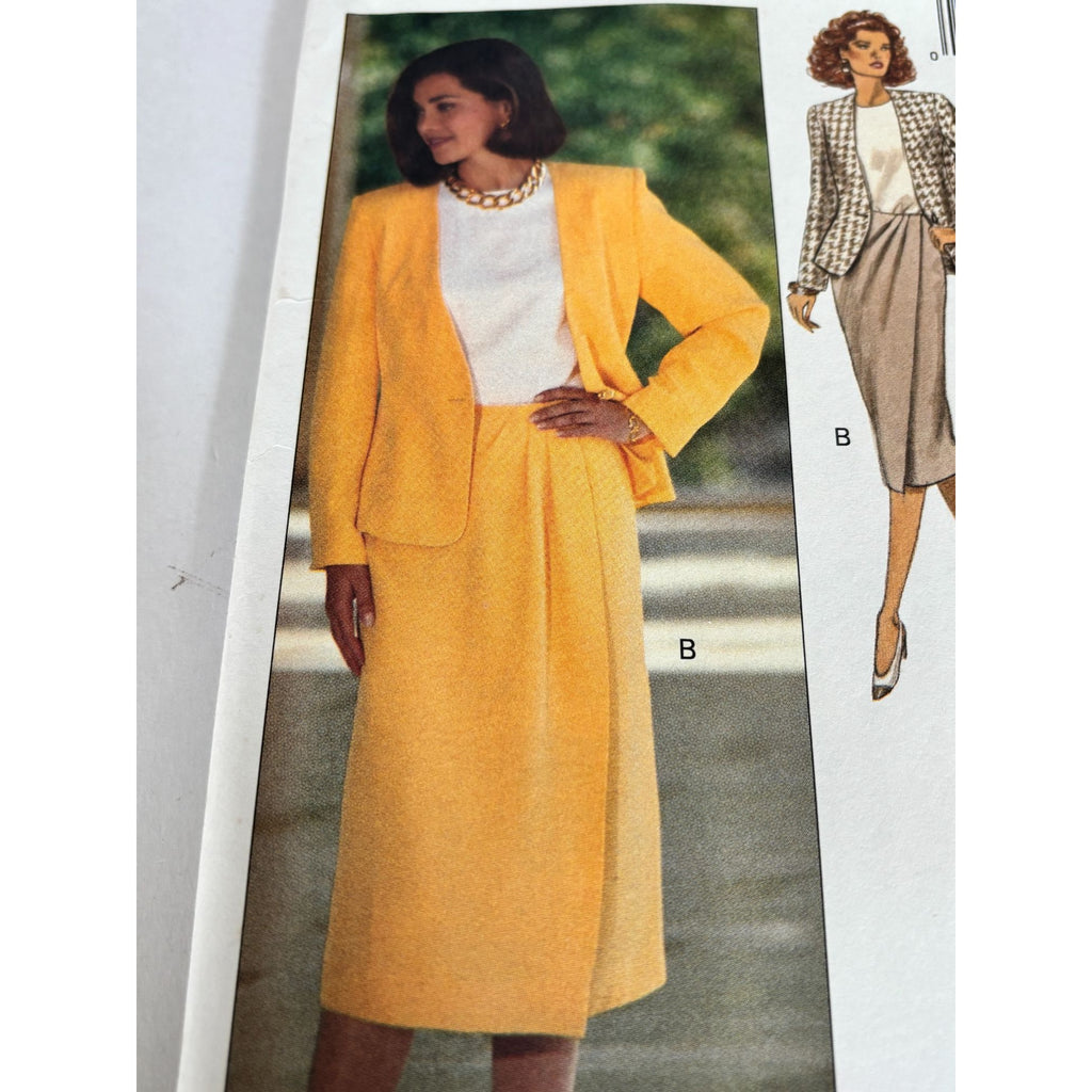 Butterick Sewing Pattern 6652 90s Power Suit Jacket Skirt Set Easy 6 8 10 Uncut