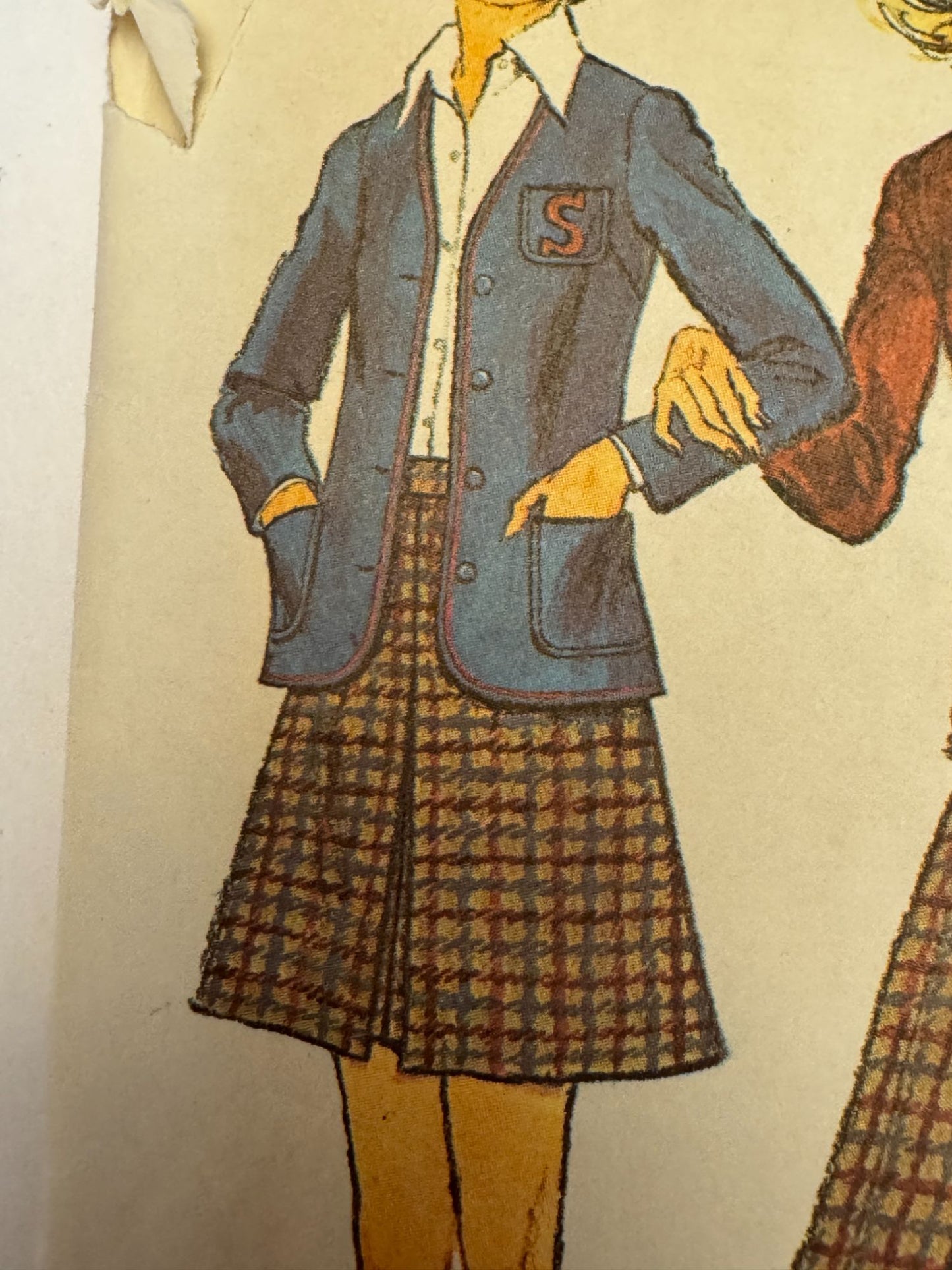 Simplicity Sewing Pattern 6619 Vintage 1970s Juniors Teen Outfit Skirt Preppy UC