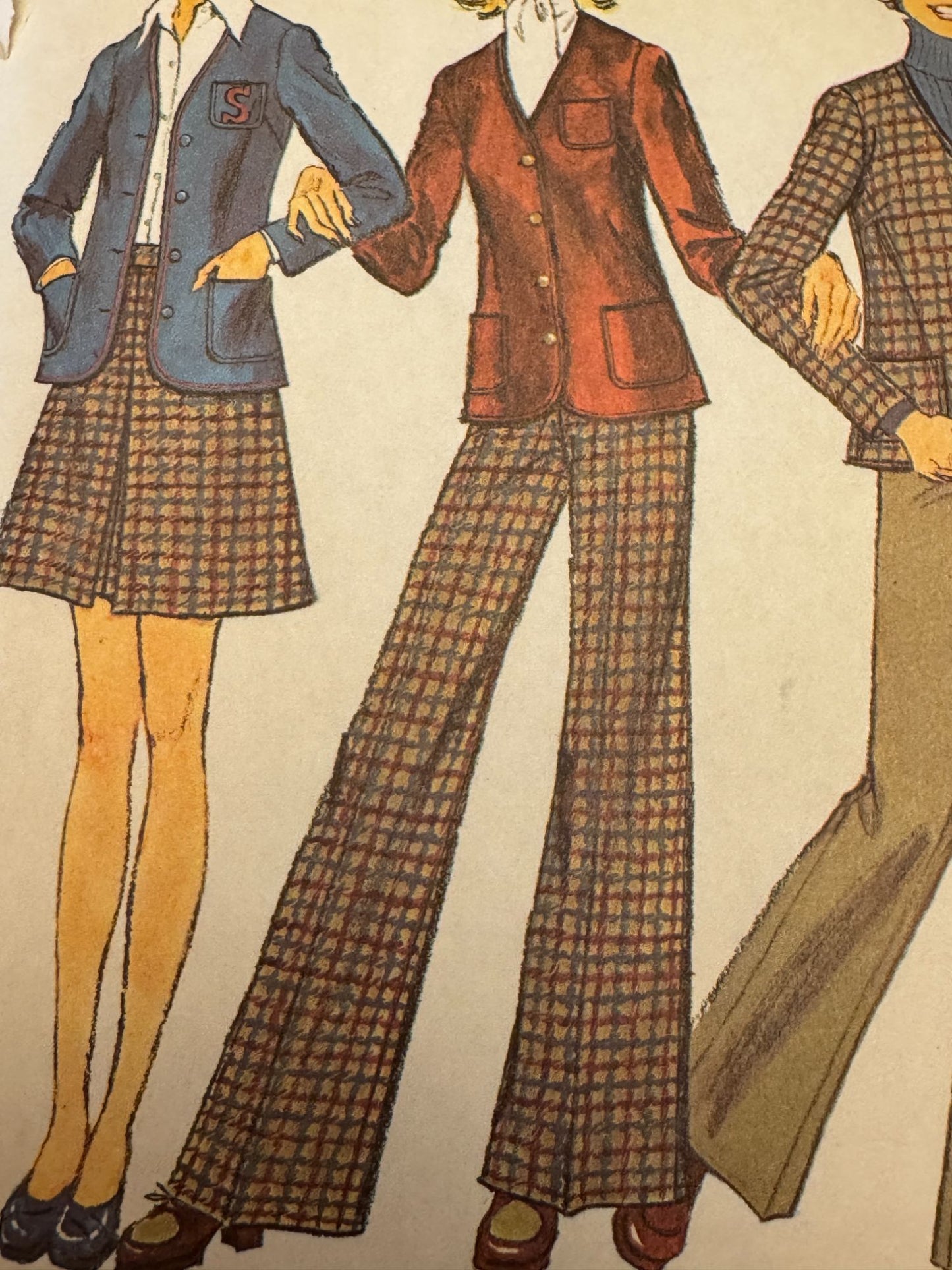Simplicity Sewing Pattern 6619 Vintage 1970s Juniors Teen Outfit Skirt Preppy UC