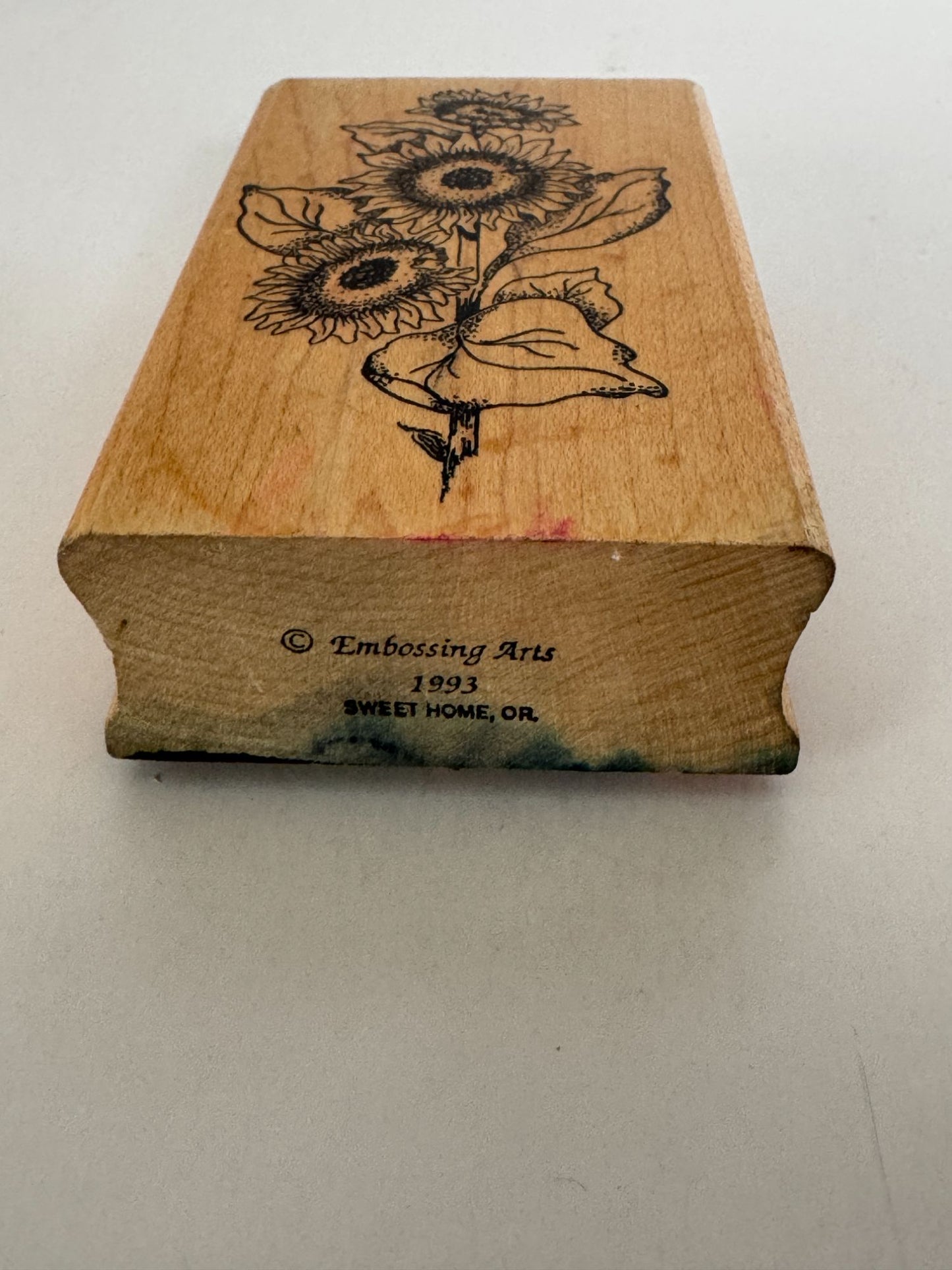 Embossing Arts Wood Rubber Stamp Sunflower Vertical Flowers Summer Nature Garden