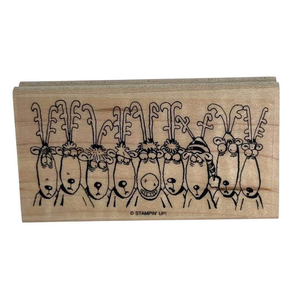 Stampin Up Rubber Stamp Santa Reindeer Cartoon Christmas Card Making Funny Humor