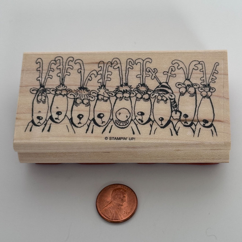 Stampin Up Rubber Stamp Santa Reindeer Cartoon Christmas Card Making Funny Humor