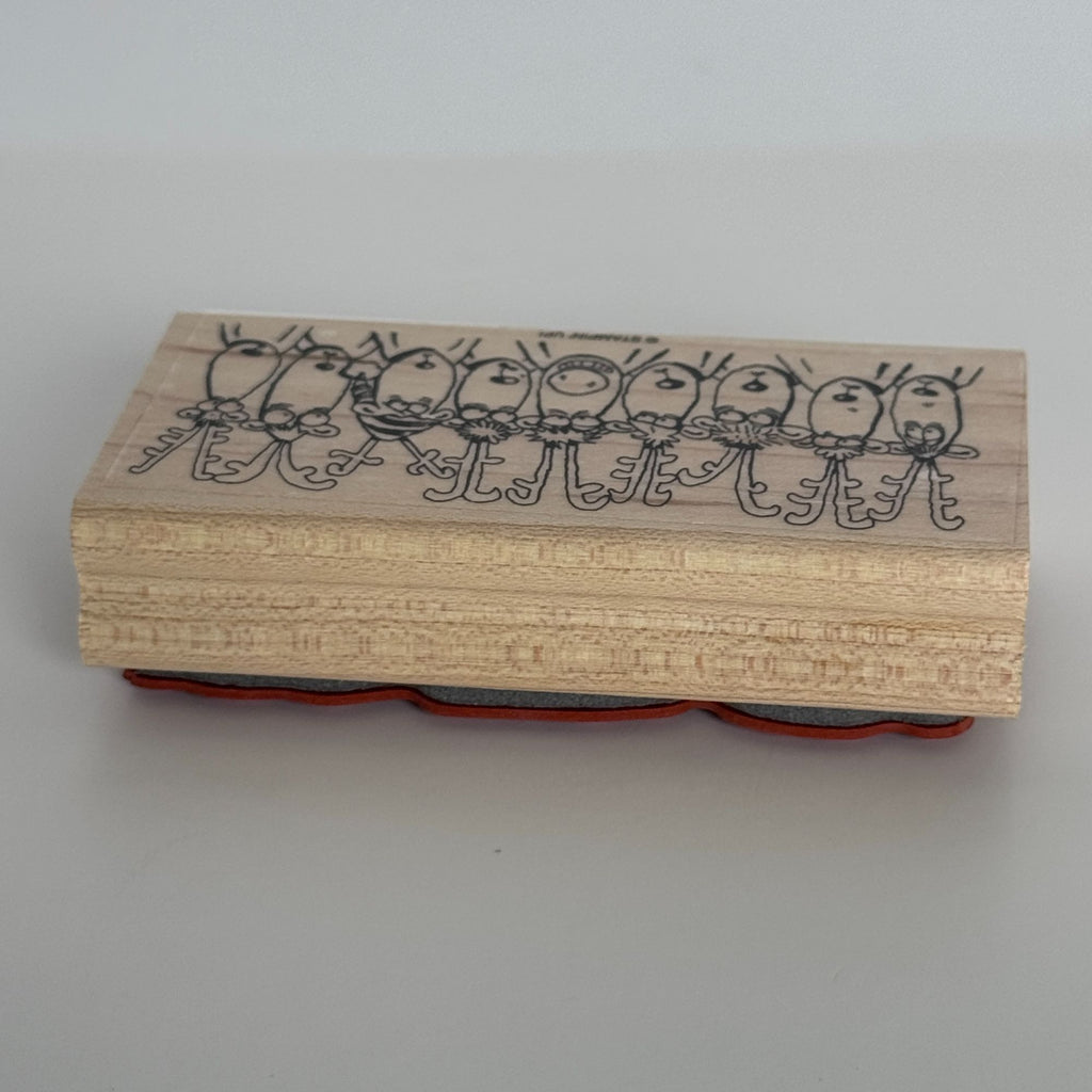 Stampin Up Rubber Stamp Santa Reindeer Cartoon Christmas Card Making Funny Humor