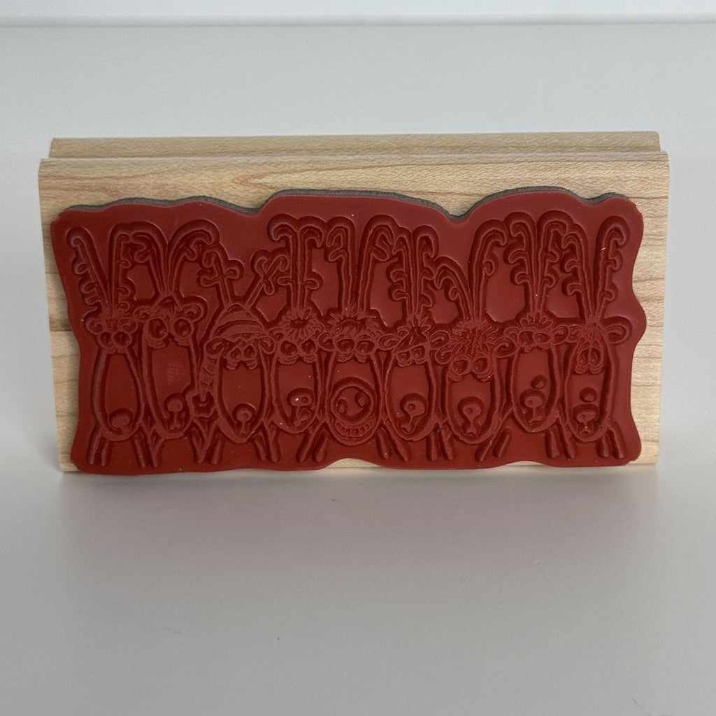 Stampin Up Rubber Stamp Santa Reindeer Cartoon Christmas Card Making Funny Humor