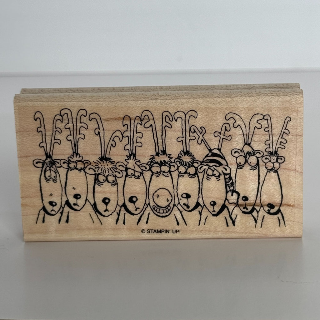 Stampin Up Rubber Stamp Santa Reindeer Cartoon Christmas Card Making Funny Humor