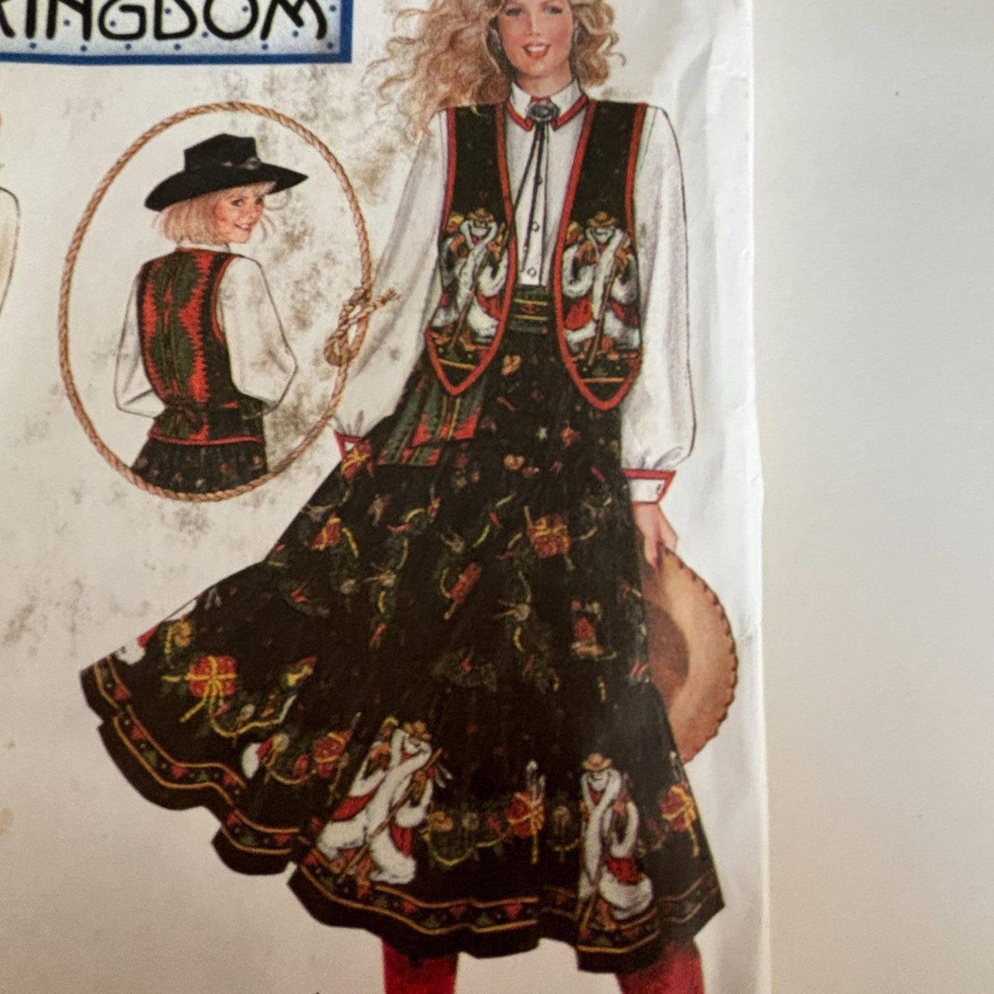 Simplicity Sewing Pattern 8808 Daisy Kingdom Prairie Skirt Western Blouse Vest 12-16 Uncut 1990s
