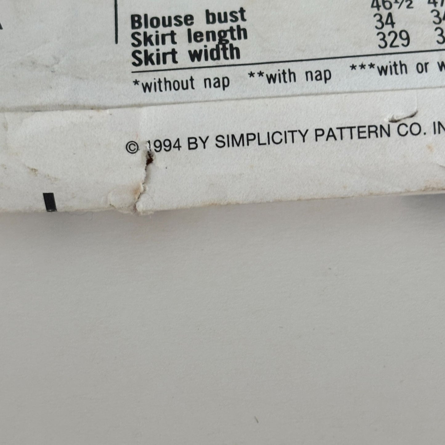 Simplicity Sewing Pattern 8808 Daisy Kingdom Prairie Skirt Western Blouse Vest 12-16 Uncut 1990s