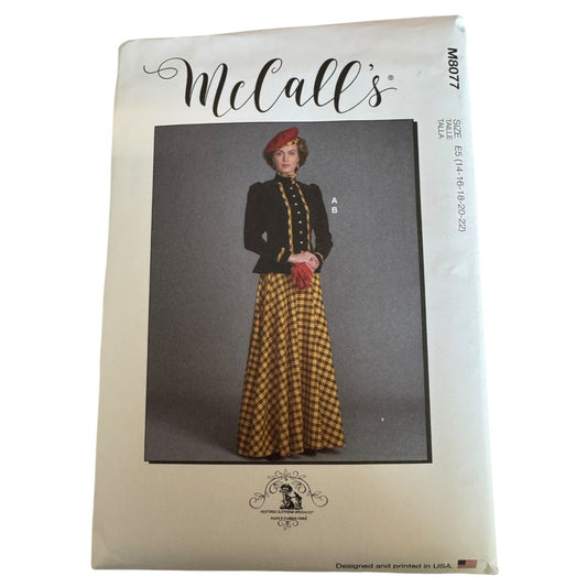 McCalls Sewing Pattern M8077 Historical  Jacket Skirt Edwardian Tartan UC 14-22