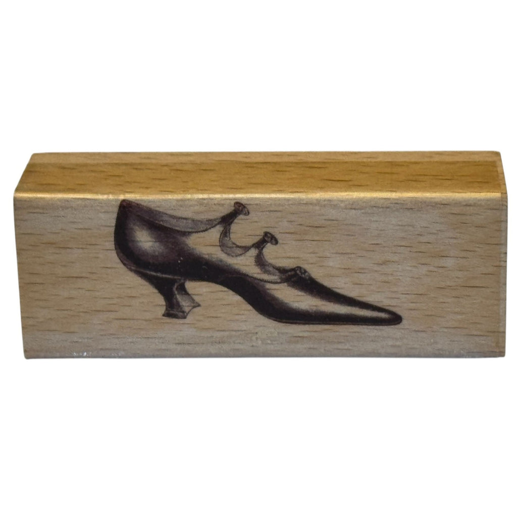 Victorian Dress Shoe Rubber Stamp Fashion Pointed Toe Card Making Wood Mounted