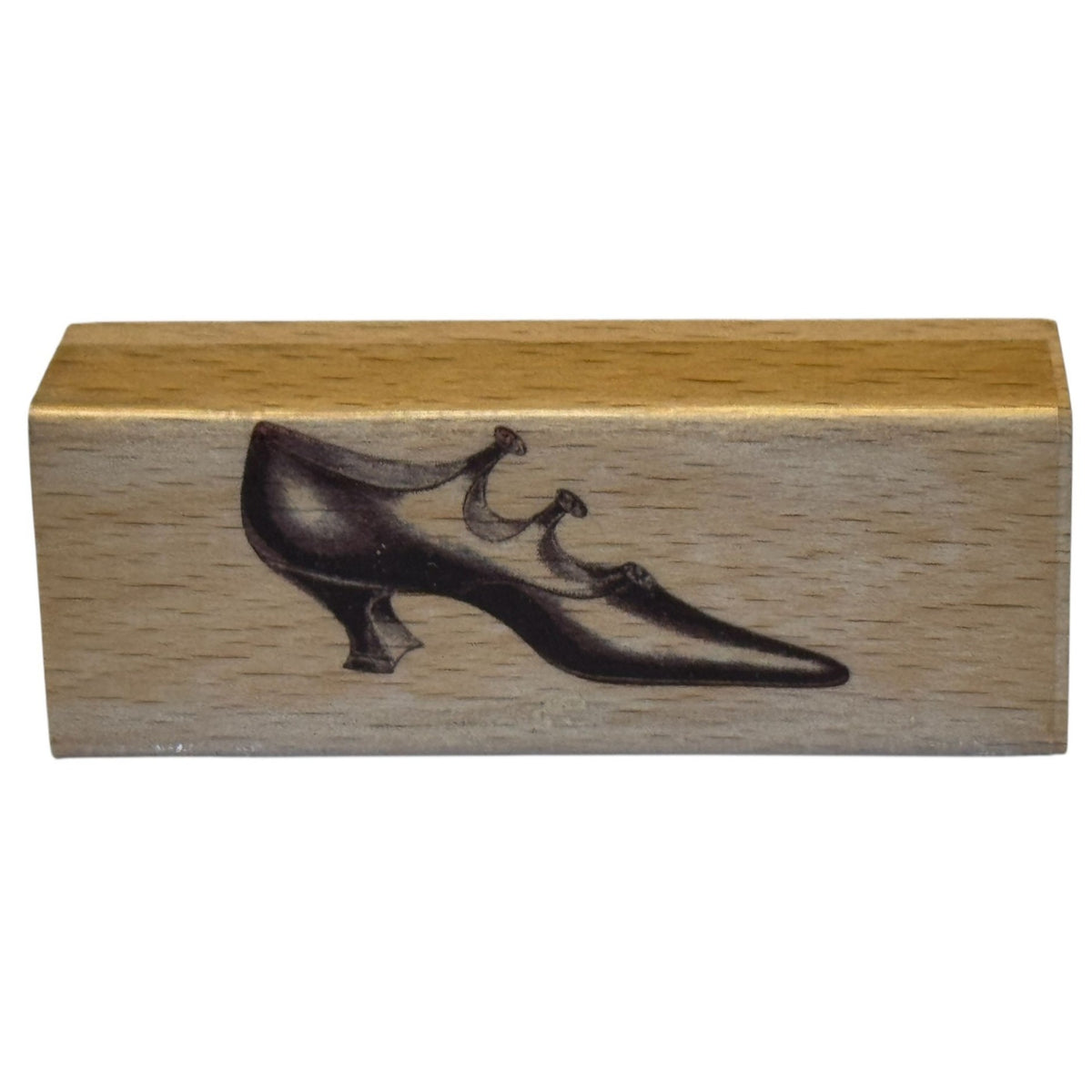 Victorian Dress Shoe Rubber Stamp Fashion Pointed Toe Card Making Wood Mounted