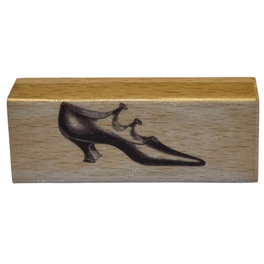 Victorian Dress Shoe Rubber Stamp Fashion Pointed Toe Card Making Wood Mounted