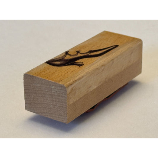 Victorian Dress Shoe Rubber Stamp Fashion Pointed Toe Card Making Wood Mounted