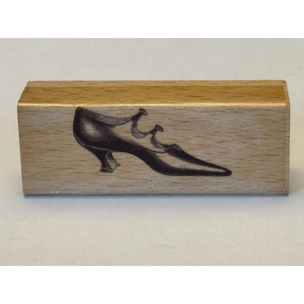 Victorian Dress Shoe Rubber Stamp Fashion Pointed Toe Card Making Wood Mounted