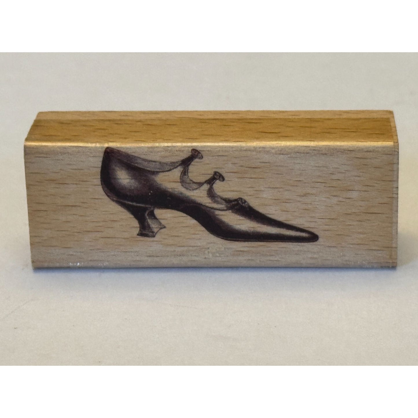 Victorian Dress Shoe Rubber Stamp Fashion Pointed Toe Card Making Wood Mounted