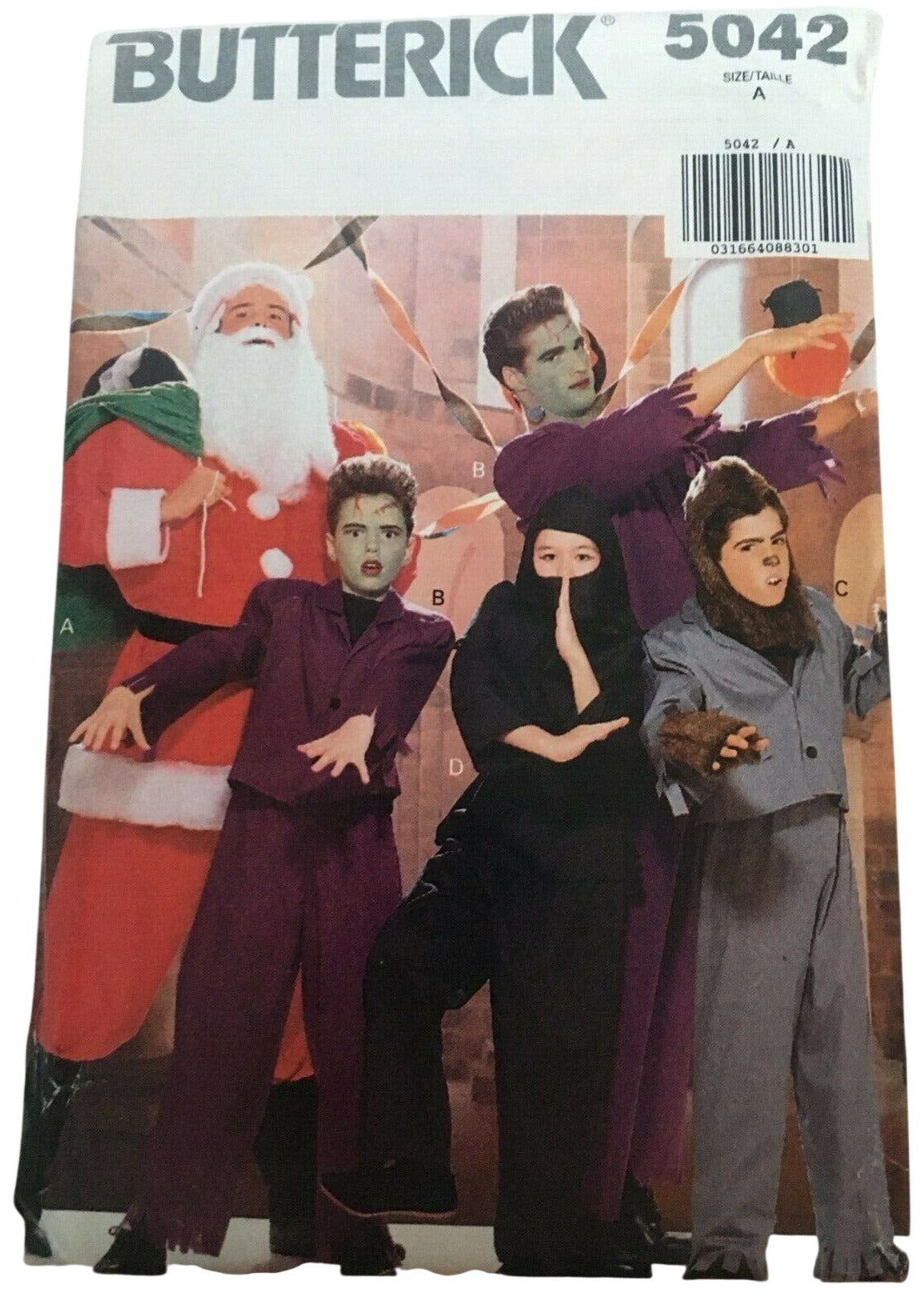 Butterick Sewing Pattern 5042 Halloween Costume Ninja Santa Frankenstein Mens A