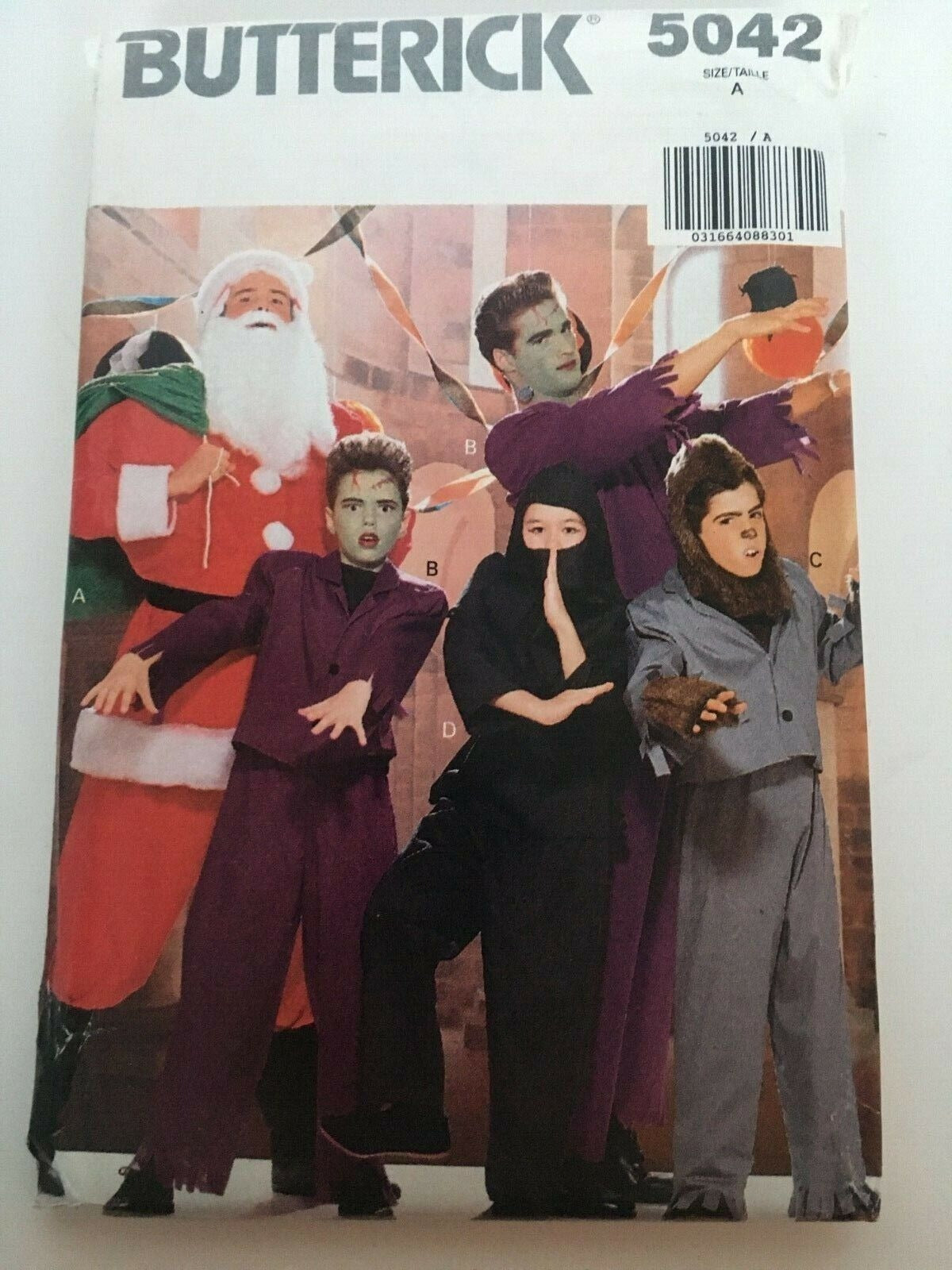 Butterick Sewing Pattern 5042 Halloween Costume Ninja Santa Frankenstein Mens A
