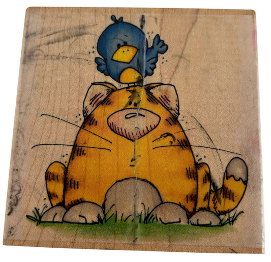 Whipper Snapper Rubber Stamp Cat and Birdie Funny Animals Bird Card Making Craft