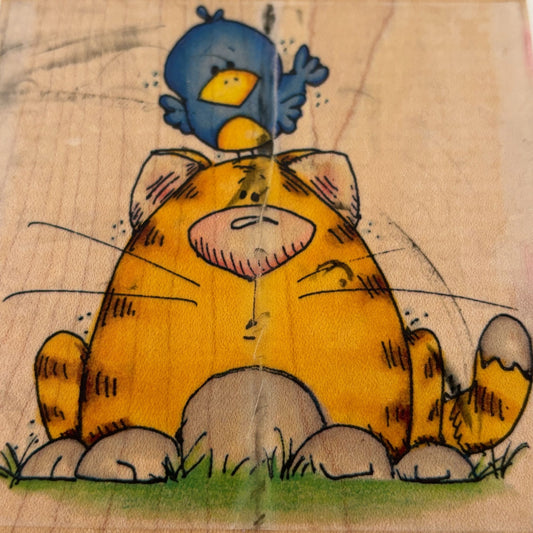 Whipper Snapper Rubber Stamp Cat and Birdie Funny Animals Bird Card Making Craft