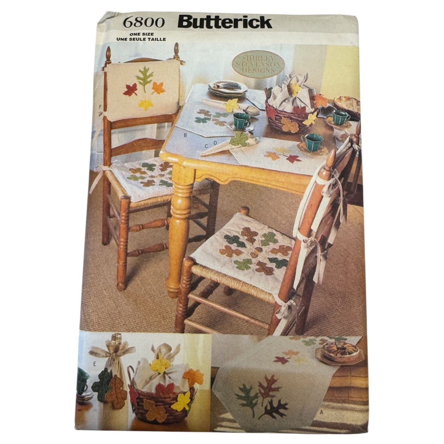Butterick Sewing Pattern 6800 Home Decor Fall Leaf Chair Cushion Table Runner Uncut