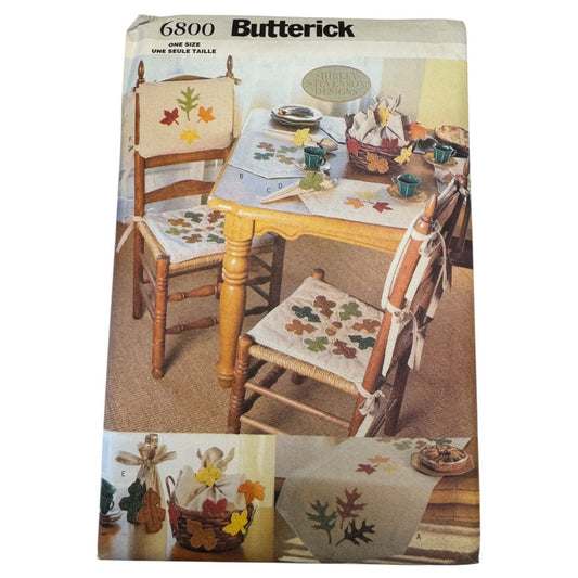 Butterick Sewing Pattern 6800 Home Decor Fall Leaf Chair Cushion Table Runner Uncut