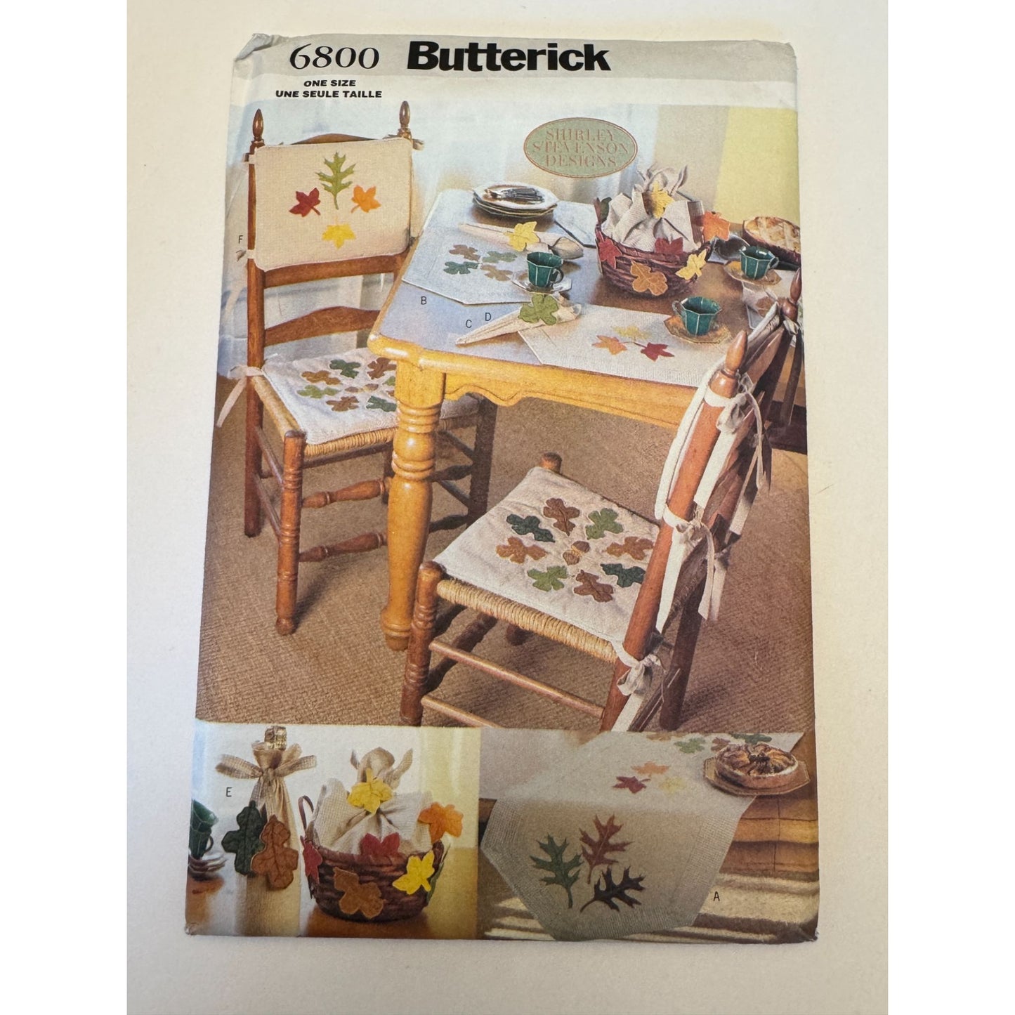 Butterick Sewing Pattern 6800 Home Decor Fall Leaf Chair Cushion Table Runner Uncut