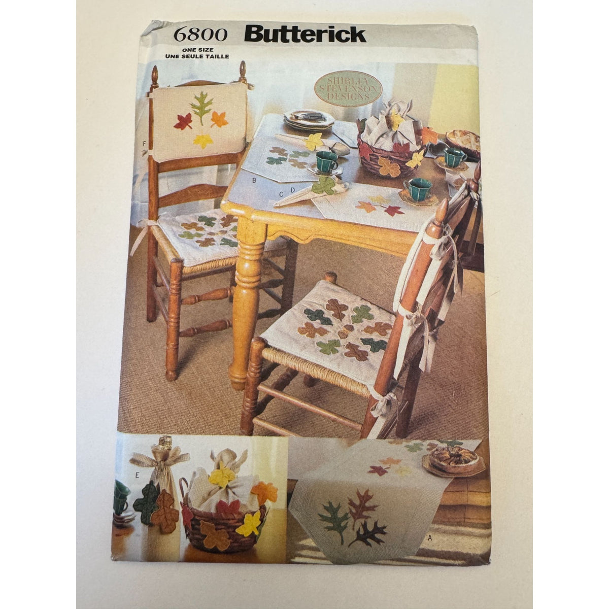 Butterick Sewing Pattern 6800 Home Decor Fall Leaf Chair Cushion Table Runner Uncut