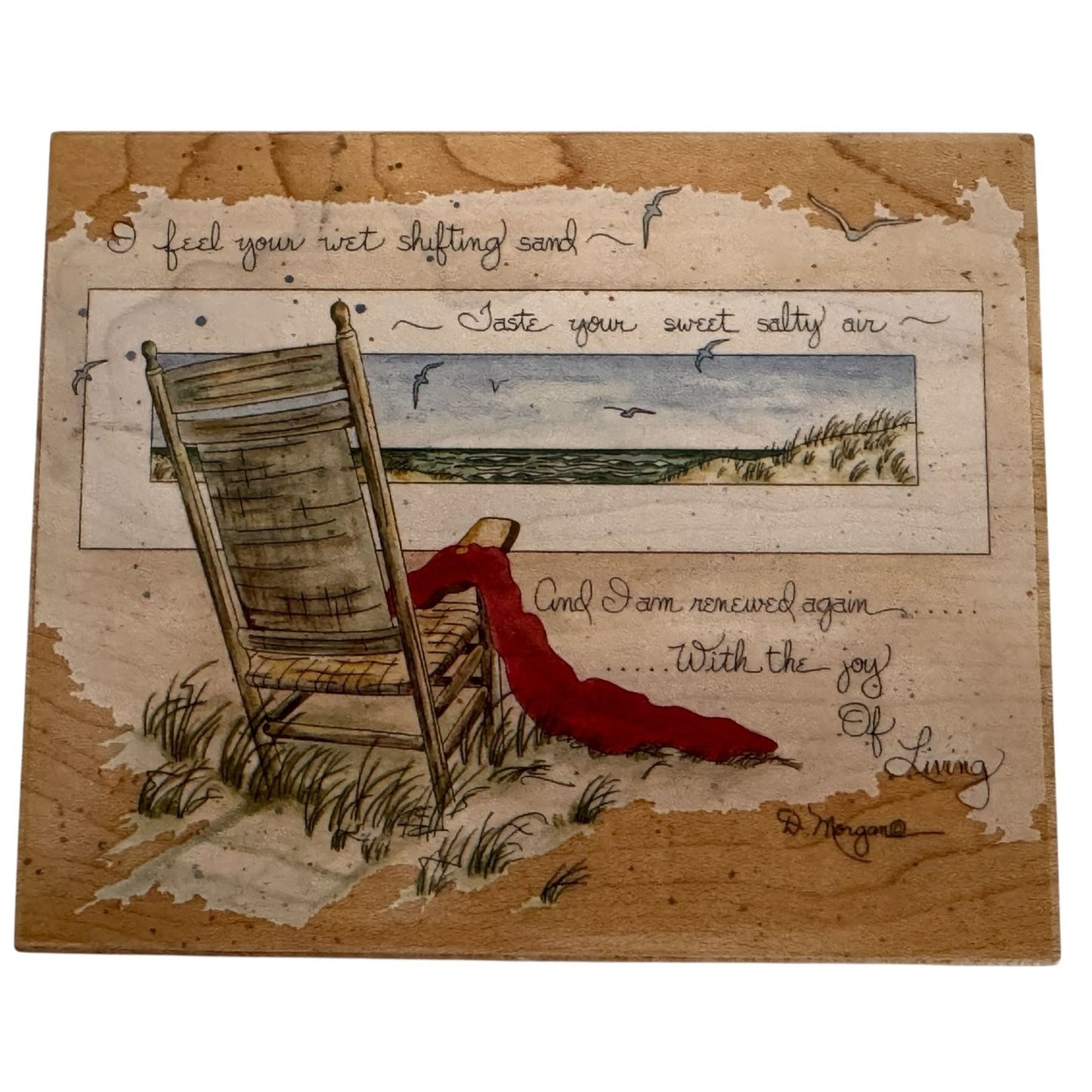 Stamps Happen Rubber Stamp Beach Chair Coastal Scene Card Making Words Large Big