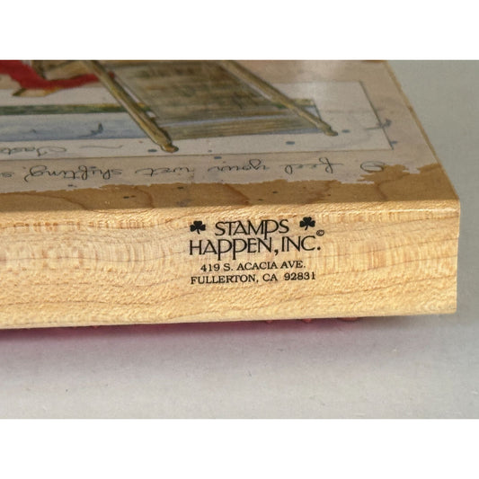 Stamps Happen Rubber Stamp Beach Chair Coastal Scene Card Making Words Large Big