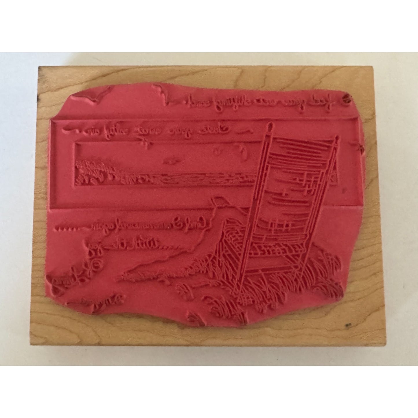 Stamps Happen Rubber Stamp Beach Chair Coastal Scene Card Making Words Large Big