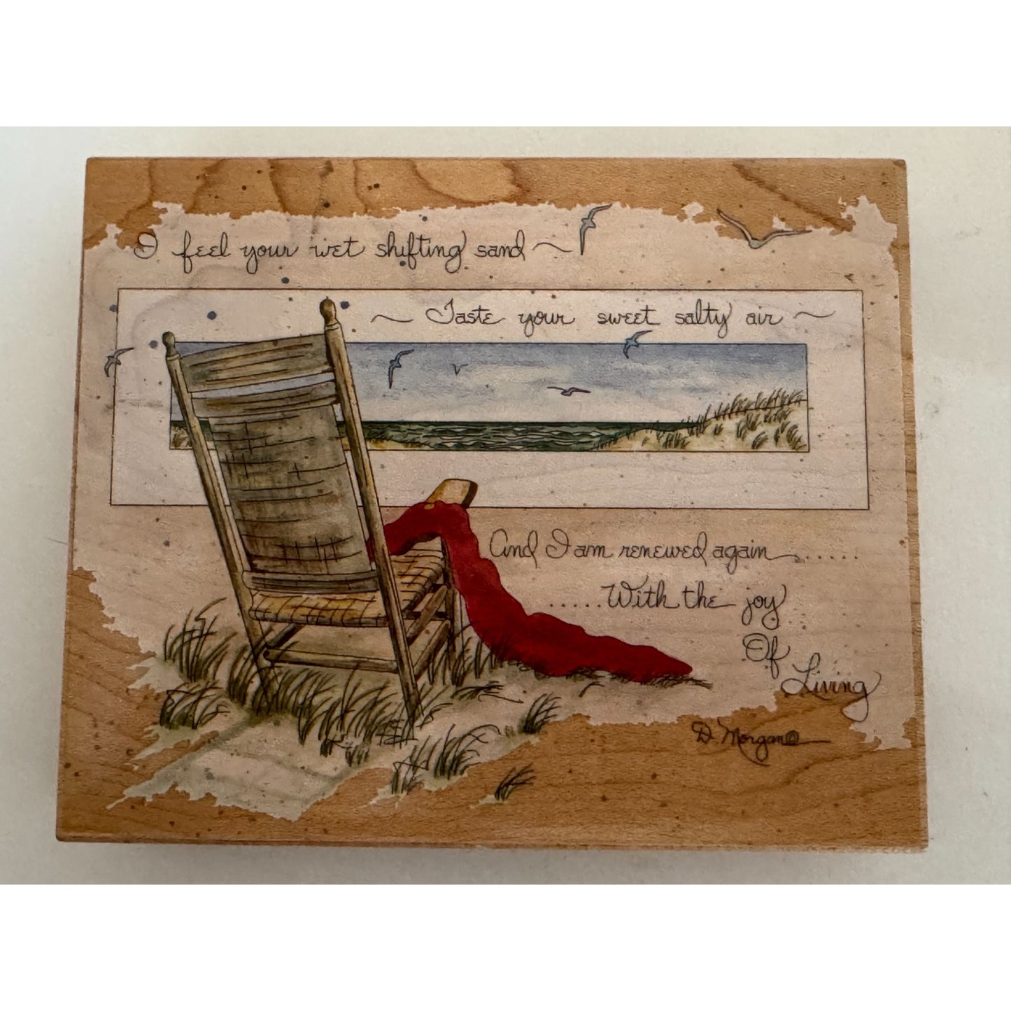 Stamps Happen Rubber Stamp Beach Chair Coastal Scene Card Making Words Large Big