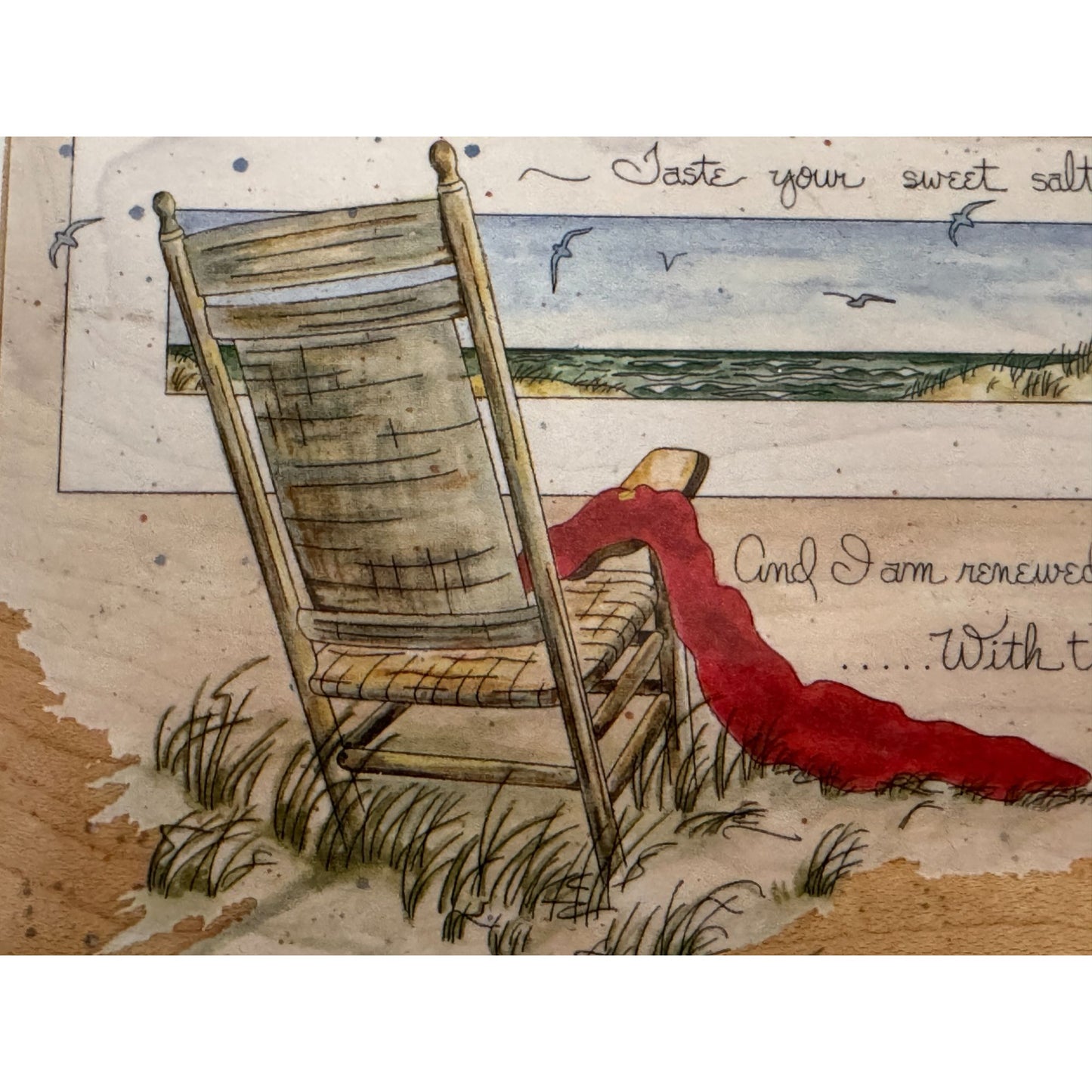 Stamps Happen Rubber Stamp Beach Chair Coastal Scene Card Making Words Large Big