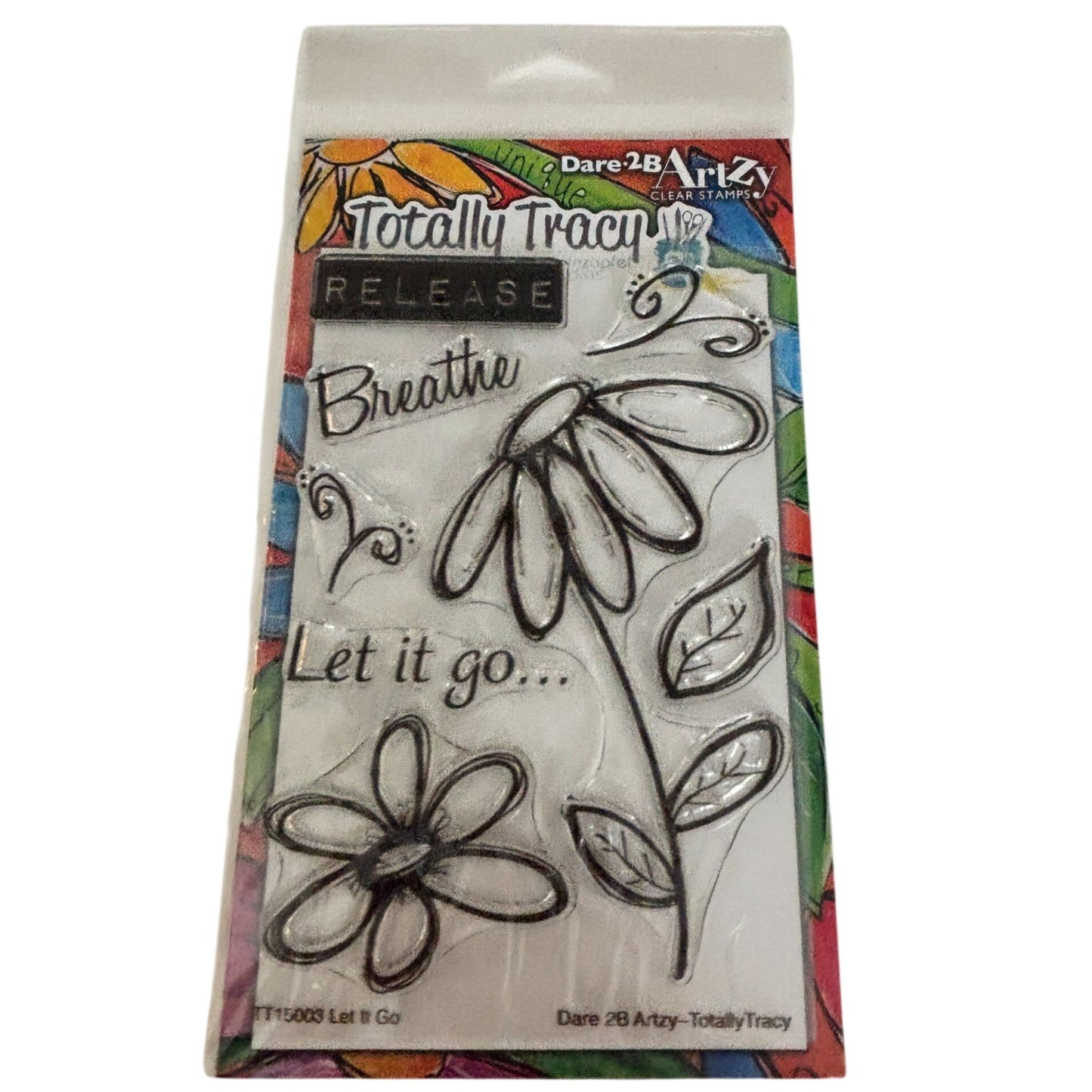 Dare 2B Artzy Clear Stamps Set Let It Go Totally Tracy Floral Breathe Release Cardmaking