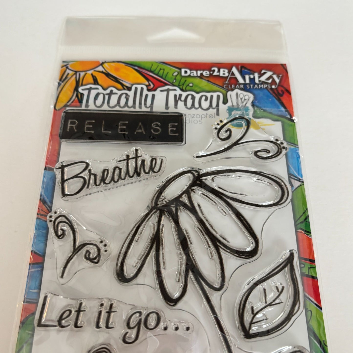 Dare 2B Artzy Clear Stamps Set Let It Go Totally Tracy Floral Breathe Release Cardmaking