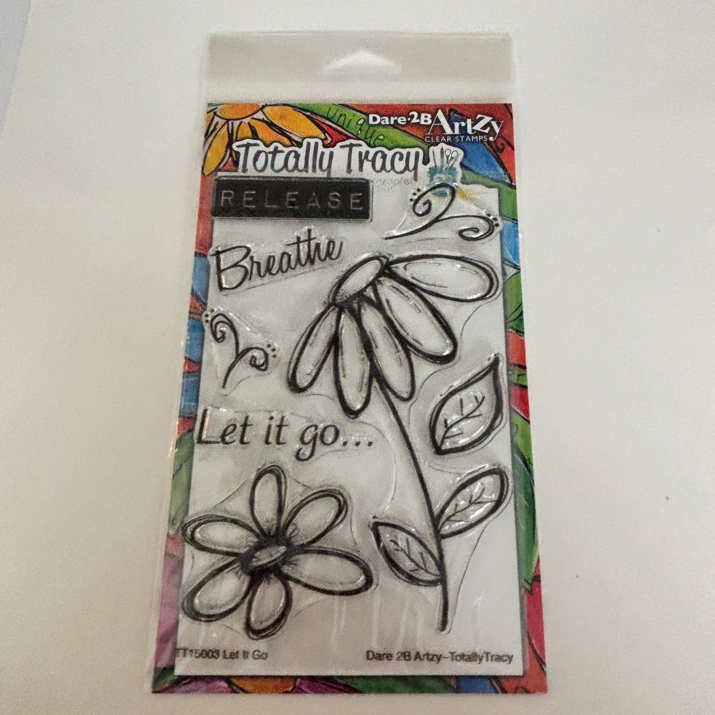 Dare 2B Artzy Clear Stamps Set Let It Go Totally Tracy Floral Breathe Release Cardmaking