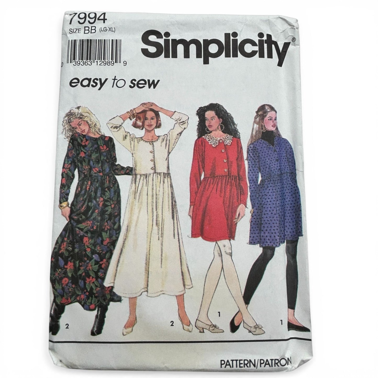 Uncut Simplicity Romantic Dress Sewing Pattern 7994 90s Grunge Vintage L XL 18-24