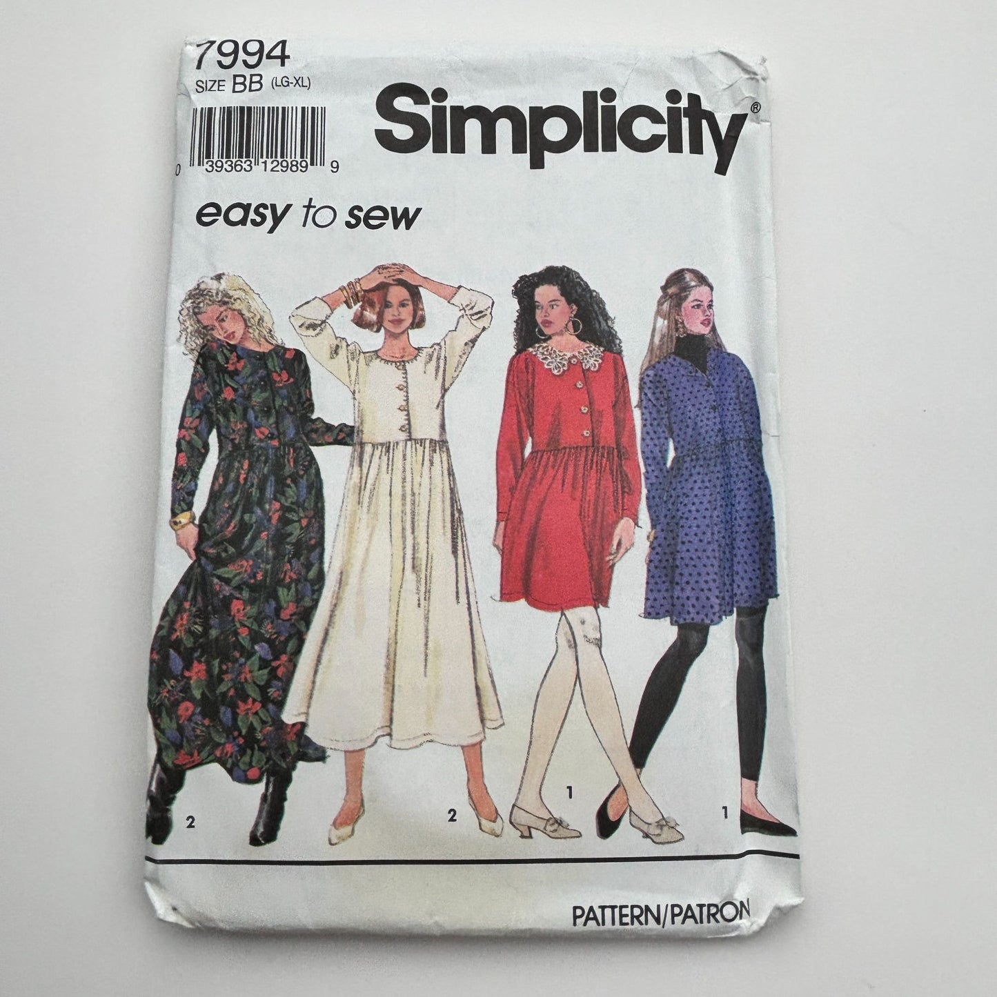 Uncut Simplicity Romantic Dress Sewing Pattern 7994 90s Grunge Vintage L XL 18-24