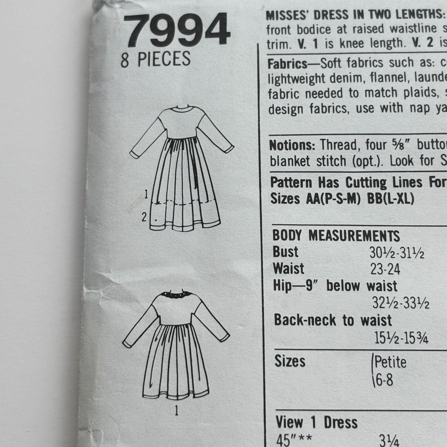 Uncut Simplicity Romantic Dress Sewing Pattern 7994 90s Grunge Vintage L XL 18-24