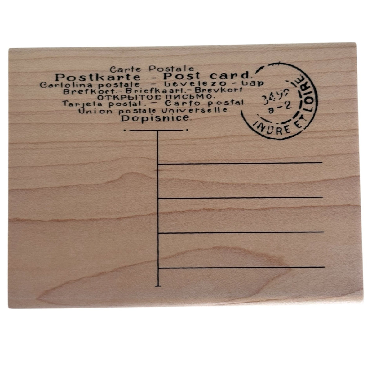 Stampabilities Rubber Stamp Postcard French Script Background Travel Scrapbook Cardmaking Wood Mounted Snail Mail