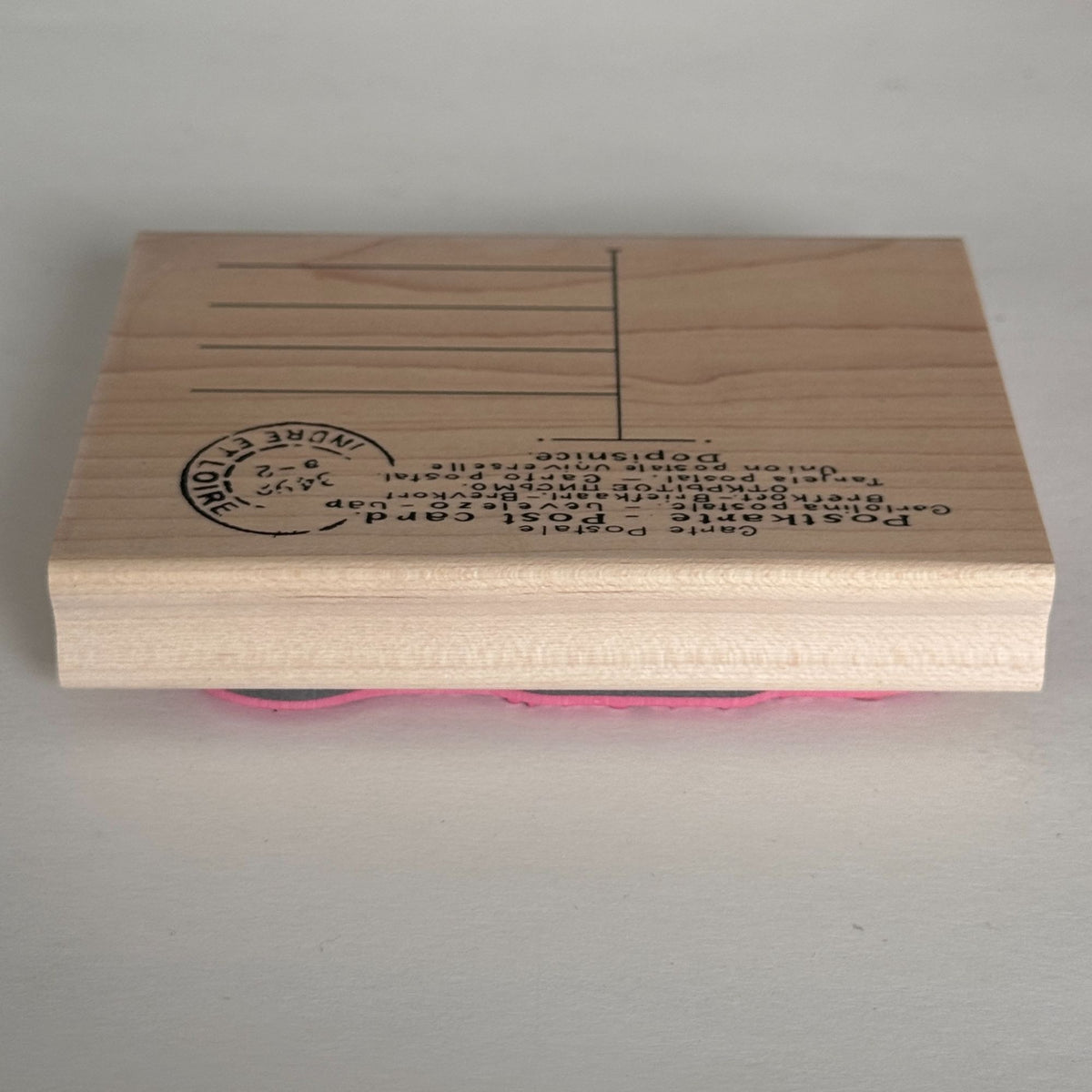 Stampabilities Rubber Stamp Postcard French Script Background Travel Scrapbook Cardmaking Wood Mounted Snail Mail