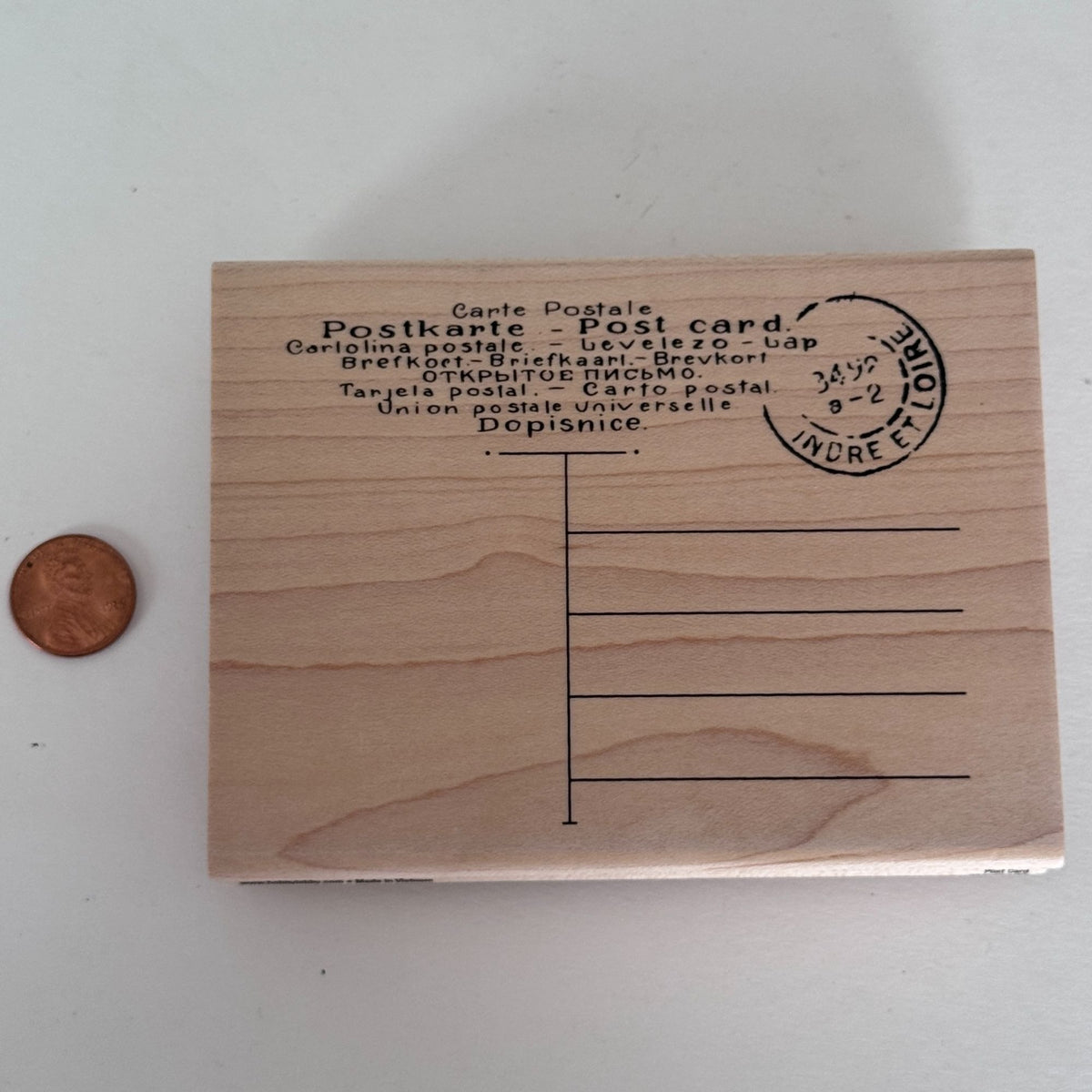 Stampabilities Rubber Stamp Postcard French Script Background Travel Scrapbook Cardmaking Wood Mounted Snail Mail