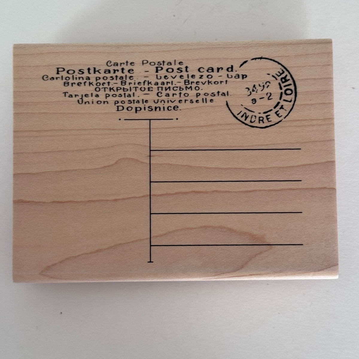 Stampabilities Rubber Stamp Postcard French Script Background Travel Scrapbook Cardmaking Wood Mounted Snail Mail