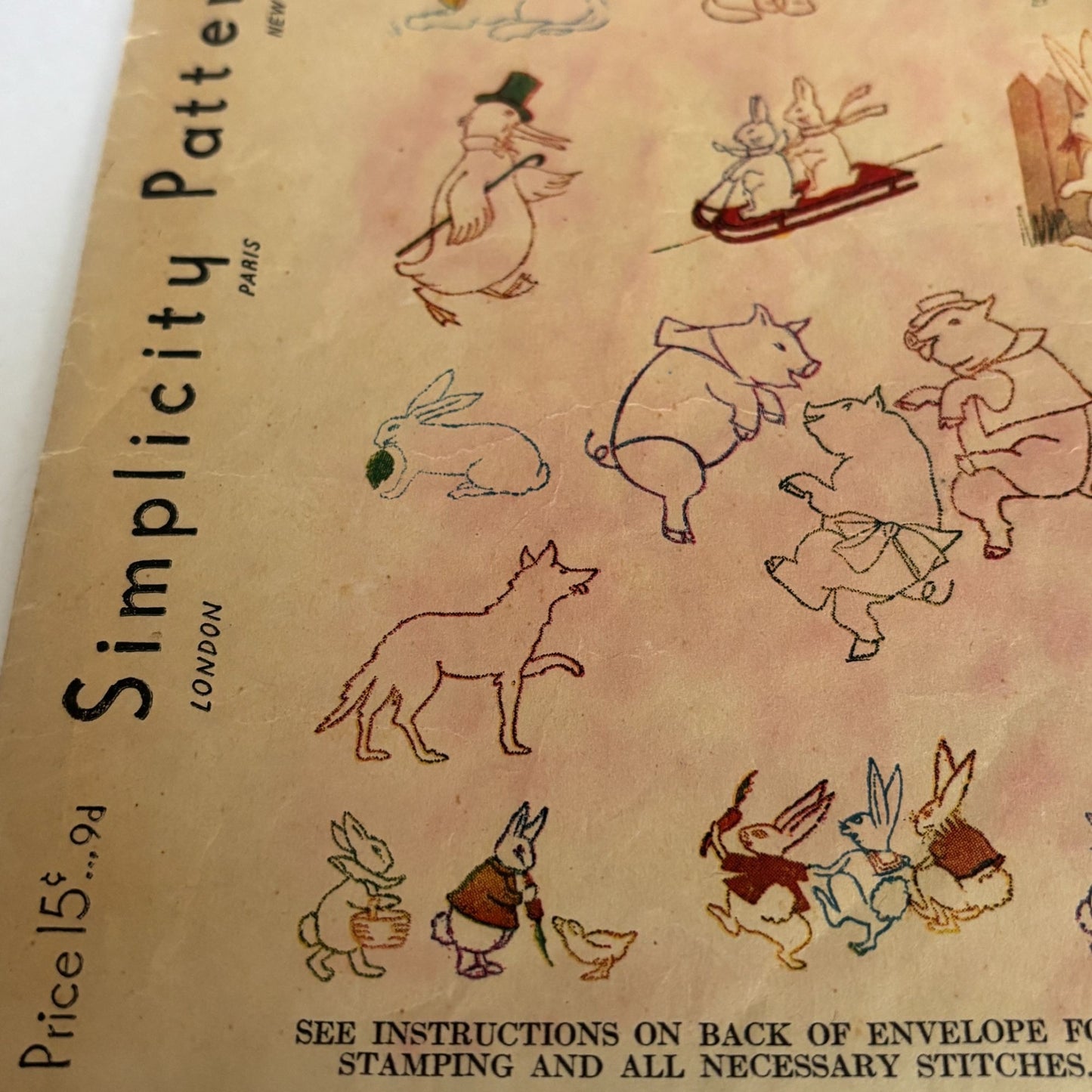 Simplicity Pattern 1679 Vintage Embroidery Animal Motifs Transfer Rabbit Duck Fox