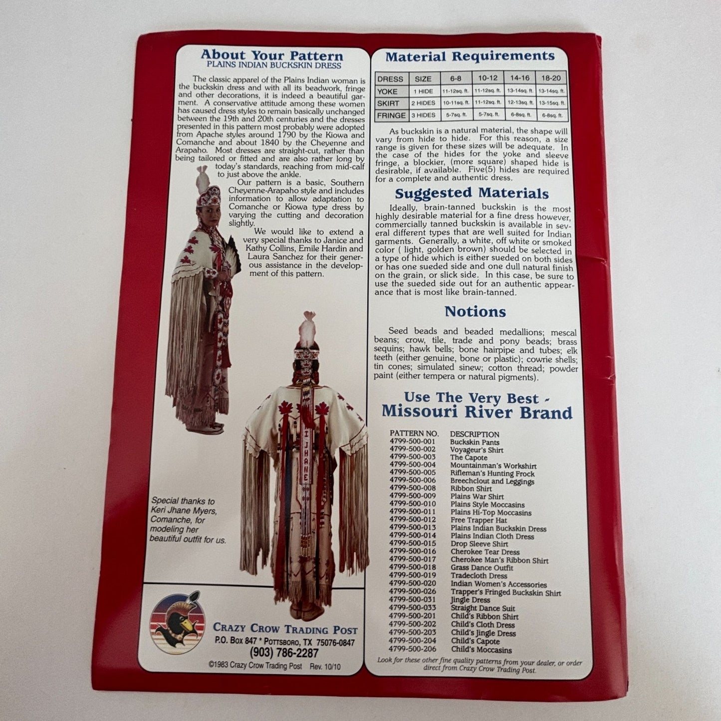 Missouri River Sewing Pattern Plains Indian Buckskin Dress Native Regalia Costume 6-20 Uncut