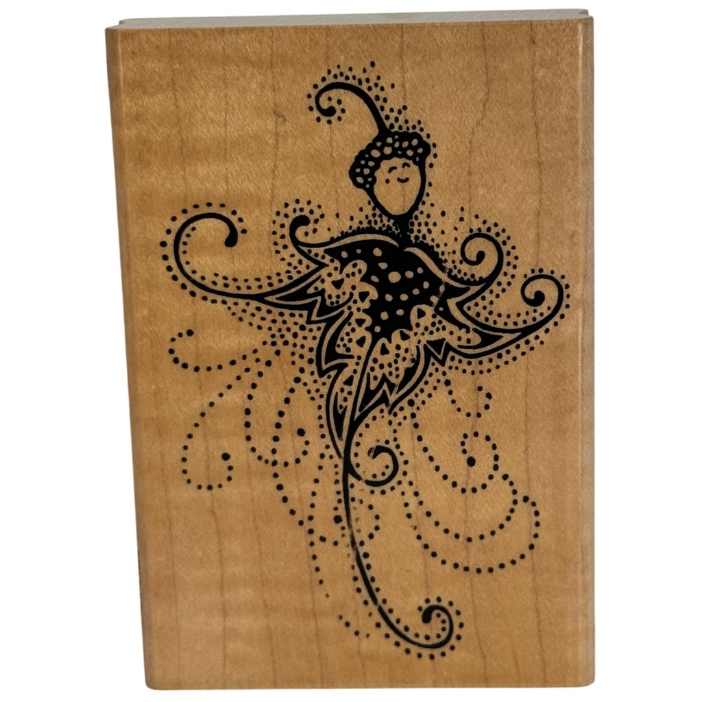 Stampendous Rubber Stamp Fall Sprite Acorn Flourish Swirls Elegant Fairy Card Making